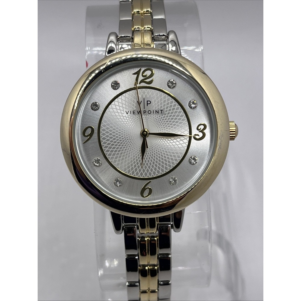 View Point by Timex Women's Two Tone Watch 34mm‎ Case 8" Band- New Battery